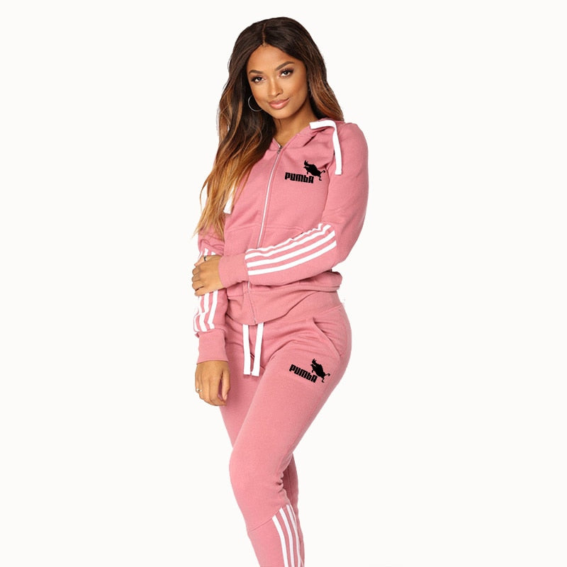 2023 Spring Tracksuit Women 2 Piece Set Print Hoodies+Pants Zippers Sportwear for Women