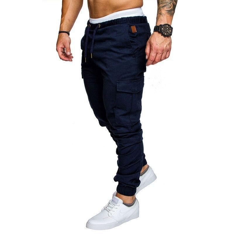 Men Casual Joggers Pants Solid Thin Cargo Sweatpants