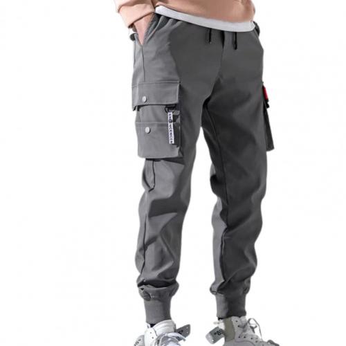 Hip Hop Harem Joggers, Solid Multi-pocket Cargo Sweatpants for Men