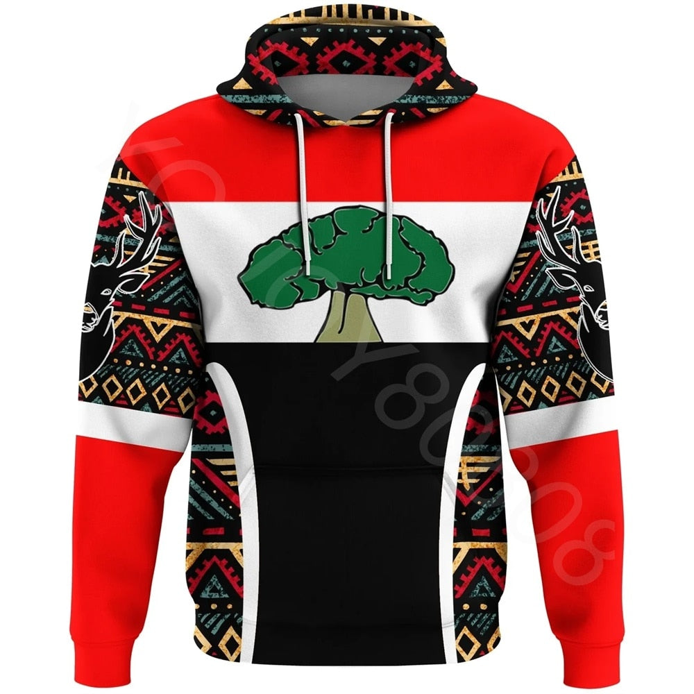 Oromo Gada Flag printed Men's Crew Neck Sweatshirt Casual Loose Print Hoodie