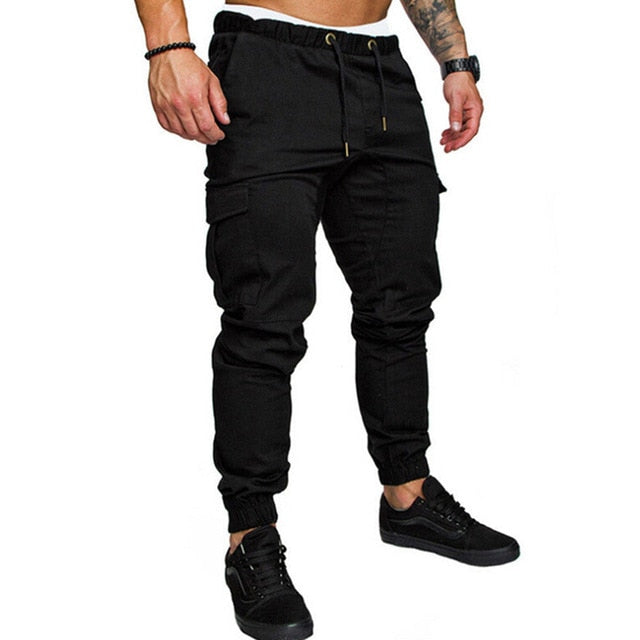 Men Casual Joggers Pants Solid Thin Cargo Sweatpants