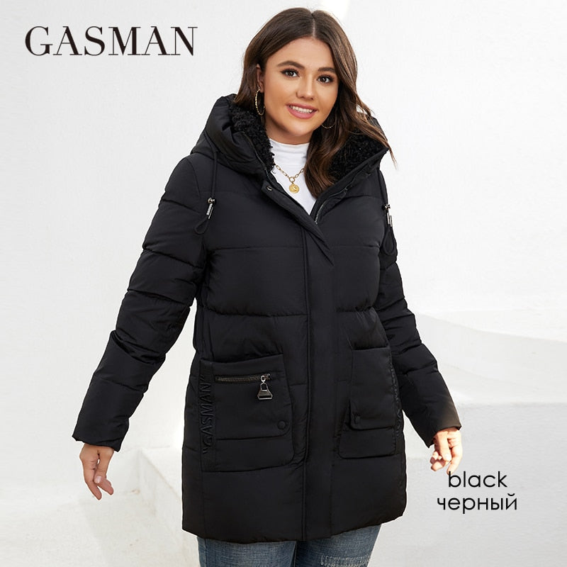 Fashion Down Jacket Women' s Plus Size Short Casual Hooded Pocket Parkas  Coat Outwear