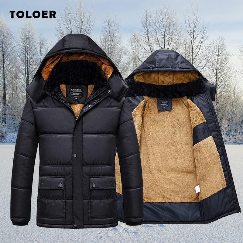 Warm Thicken  Cotton-Padded Hooded Windbreaker Jacket for Men