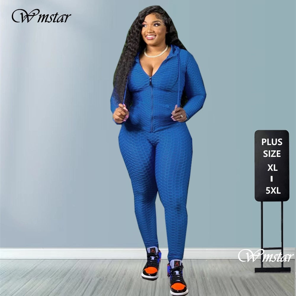 Plus Size Clothing  two Piece Set Women tracksuit Sweatshirt Sweatpants joggers causal Outfit