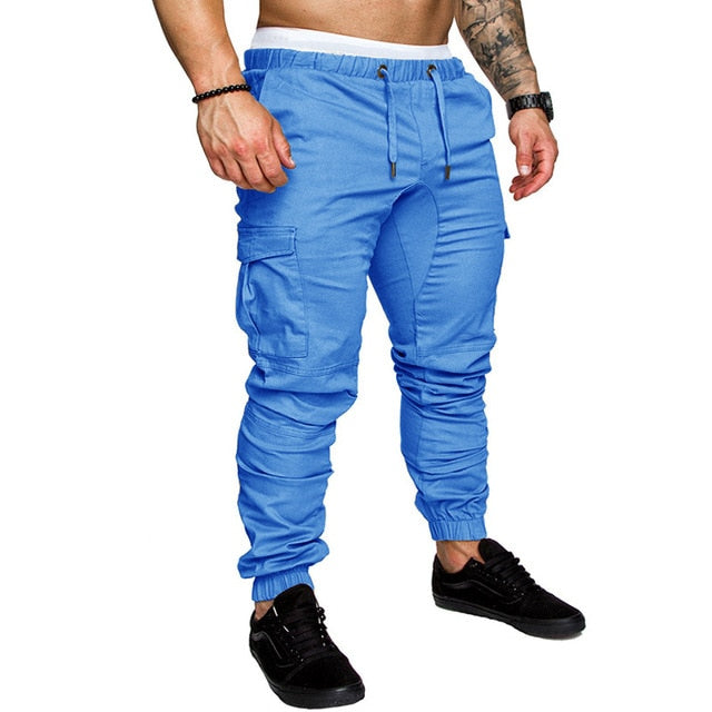 Men Casual Joggers Pants Solid Thin Cargo Sweatpants