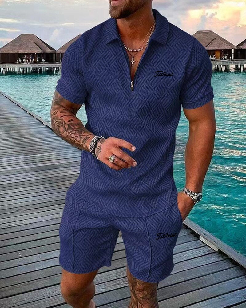 Golf men's summer sportswear casual fashion Polo Shirt Shorts Set sportswear oversized outdoor street wear