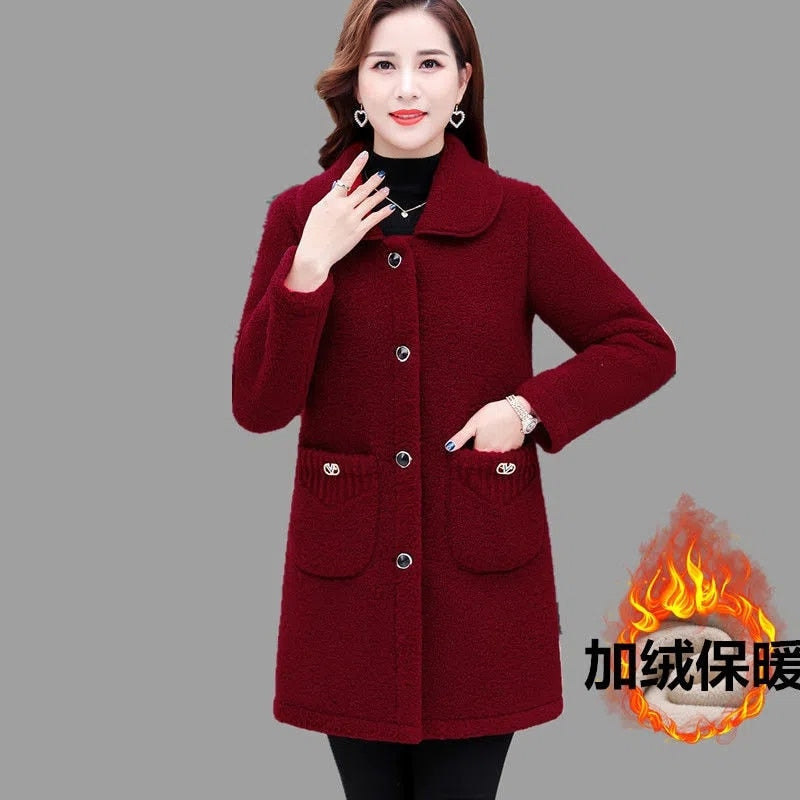 Faux lamb Wool  Autumn Winter Loose Long-sleeve coat / Jacket for Women