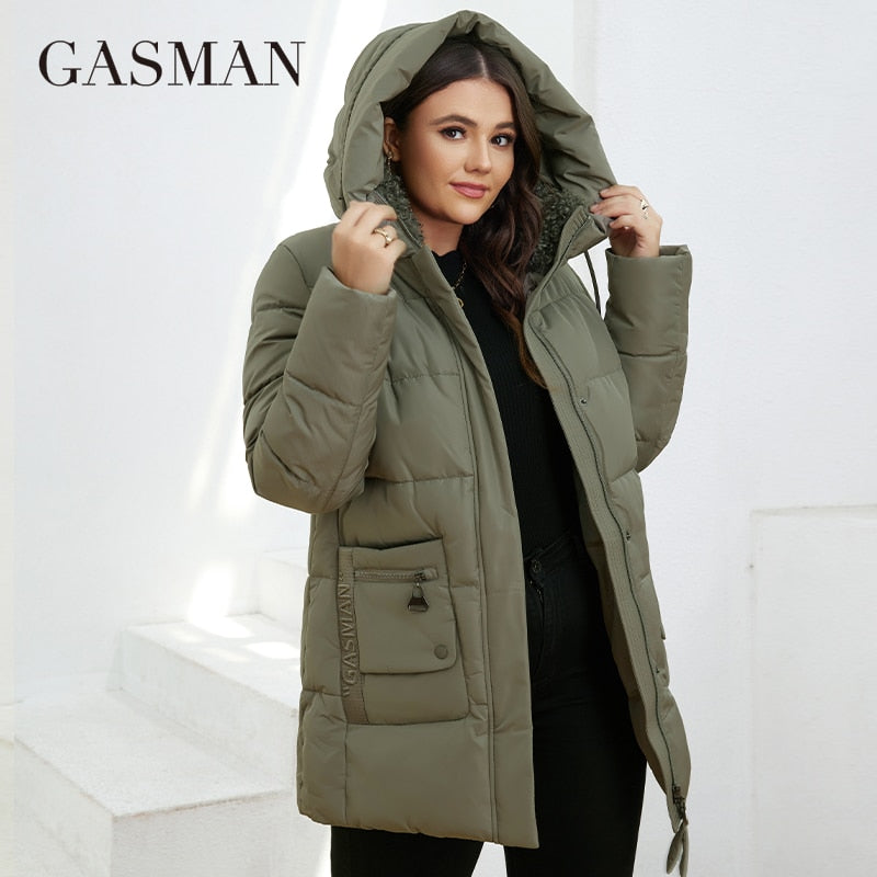 Fashion Down Jacket Women' s Plus Size Short Casual Hooded Pocket Parkas  Coat Outwear