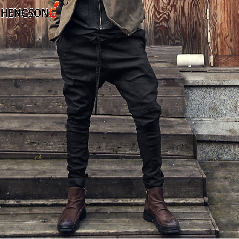 New Casual Men's Harem  Loose Casual Pants with Drawstring