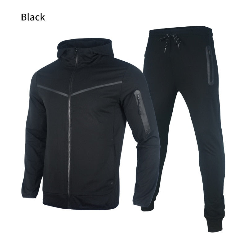 2022 European & American Style New Trend Tech Fleece Coat  and Trousers Hooded Sports for Men