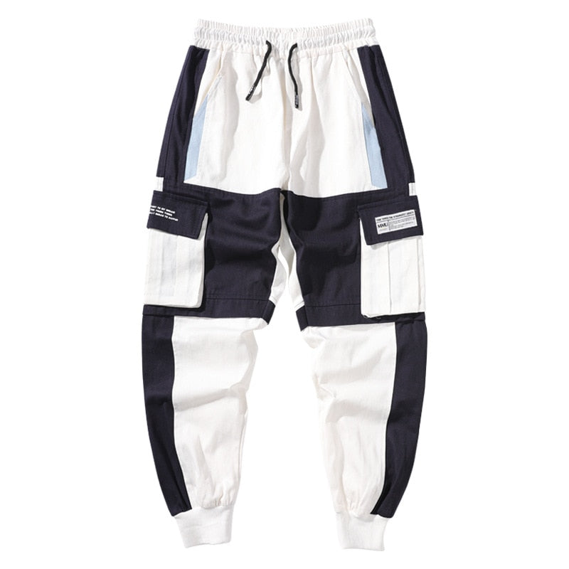 Streetwear Casual  Pants Cotton Harem Ribbons  Patchwork Fashion Ankle Length Jogger Pants For men