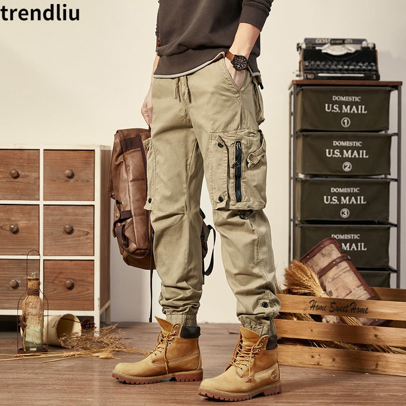 Men's Cargo Pants Multi Pocket Trousers Casual Military Cotton Pants  Plus Size Pantalon Cargo for Men