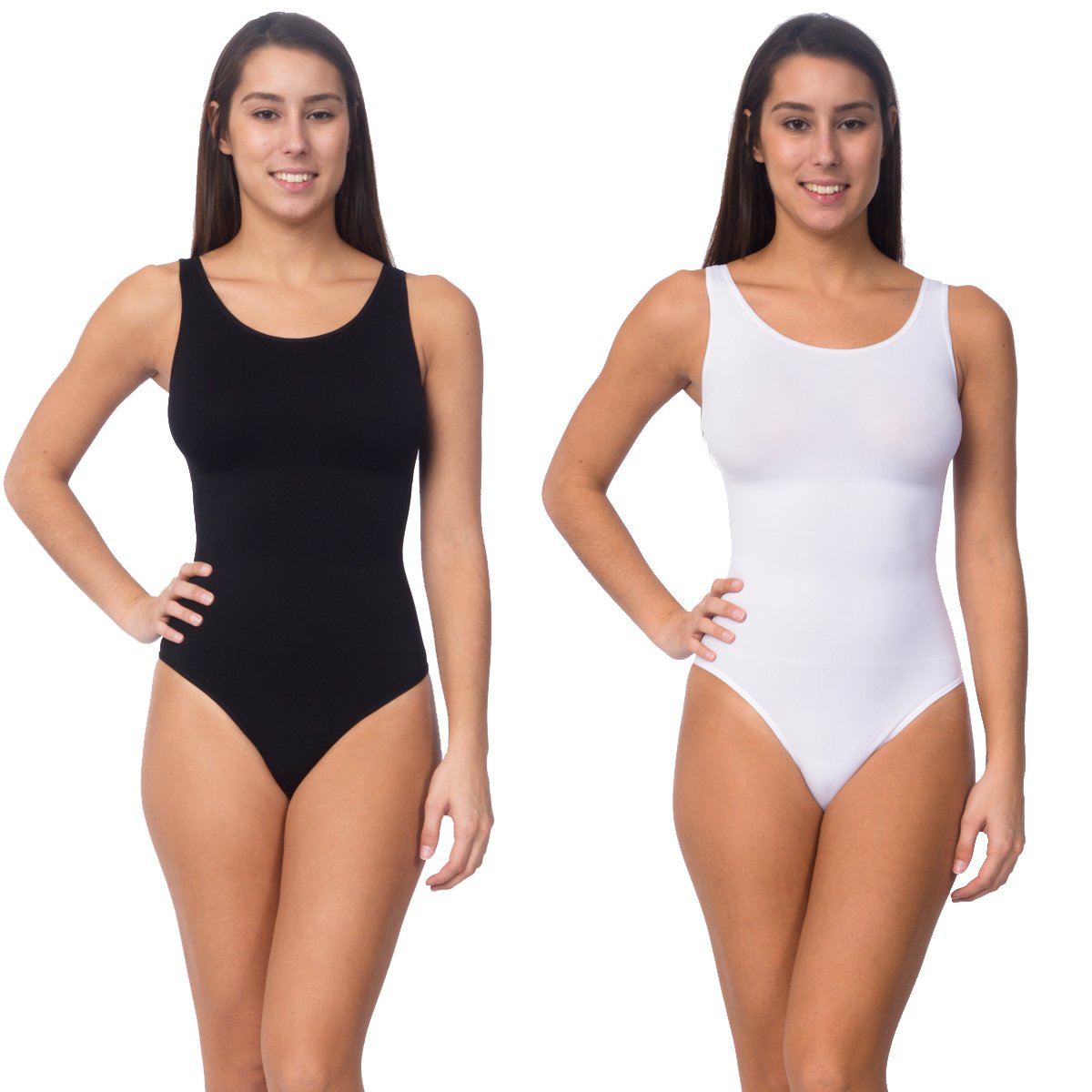 Seamless Shaping Bodysuit With Thong Bottom 2 Pack