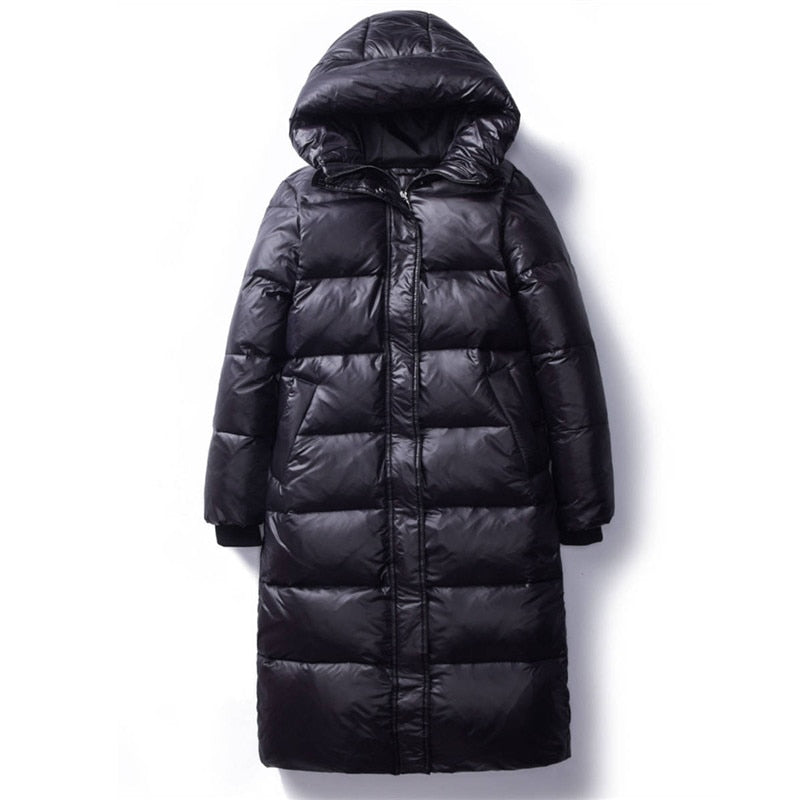 Korean Winter Down Cotton Jackets Women's Long Parkas Slim Hooded Warm Winter Coats