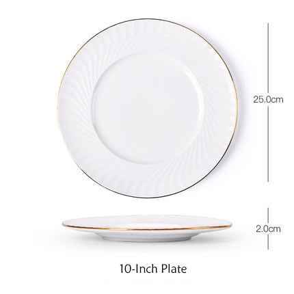 EECAMAIL European Bone China Phnom Penh Plate Household Dinner Plate Creative Western Plate Simple Ceramic Tableware Bowl Plate