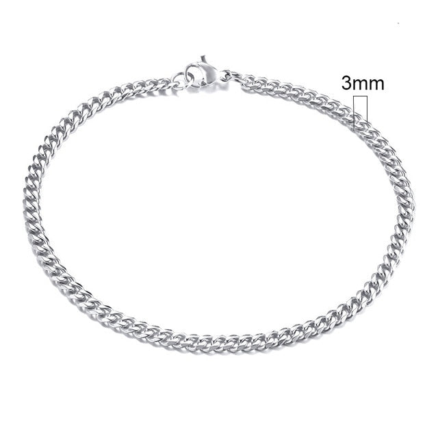 Vnox Mens Simple 3-11mm Stainless Steel Curb Cuban Link Chain Bracelets for Women Unisex Wrist Jewelry Gifts.