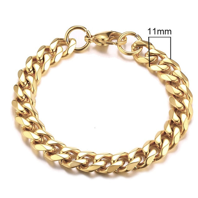 Vnox Mens Simple 3-11mm Stainless Steel Curb Cuban Link Chain Bracelets for Women Unisex Wrist Jewelry Gifts.