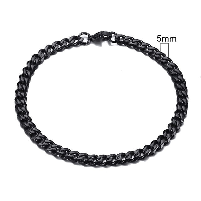 Vnox Mens Simple 3-11mm Stainless Steel Curb Cuban Link Chain Bracelets for Women Unisex Wrist Jewelry Gifts.