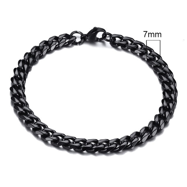 Vnox Mens Simple 3-11mm Stainless Steel Curb Cuban Link Chain Bracelets for Women Unisex Wrist Jewelry Gifts.