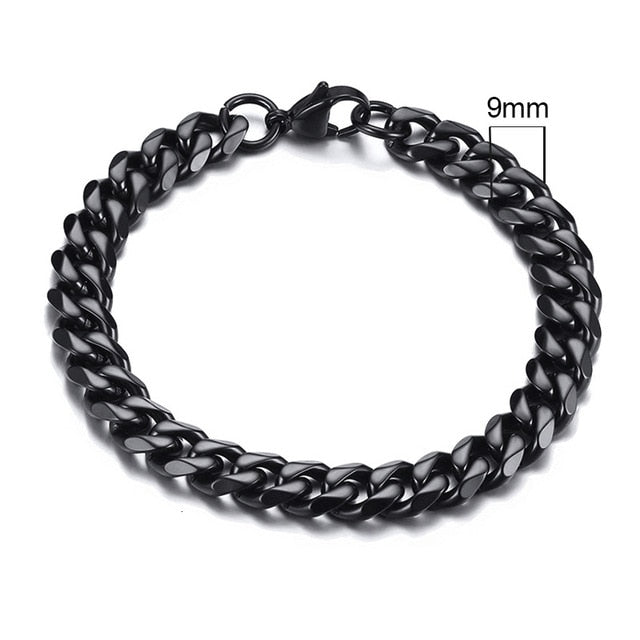 Vnox Mens Simple 3-11mm Stainless Steel Curb Cuban Link Chain Bracelets for Women Unisex Wrist Jewelry Gifts.