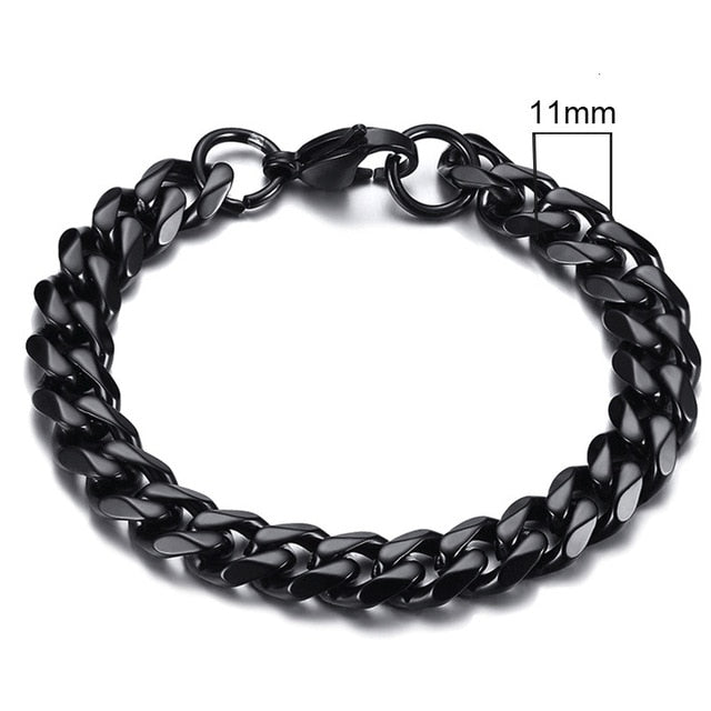 Vnox Mens Simple 3-11mm Stainless Steel Curb Cuban Link Chain Bracelets for Women Unisex Wrist Jewelry Gifts.