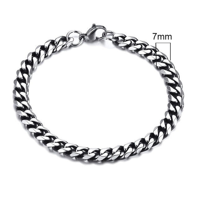 Vnox Mens Simple 3-11mm Stainless Steel Curb Cuban Link Chain Bracelets for Women Unisex Wrist Jewelry Gifts.