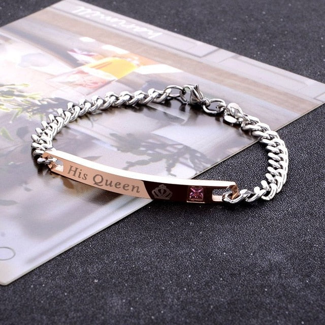 Crystal Heart Charm Silver Bracelet for Women