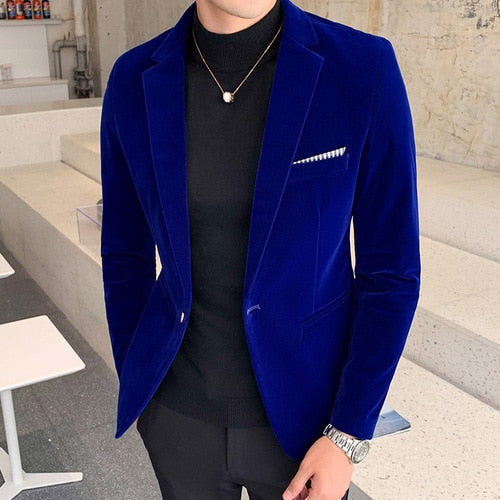 High Quality Gold Velvet Men Suit Jacket Fashion Men&#39;s Wedding Dress Jacket Casual Slim Suit Jacket Formal Evening Dress Blazer