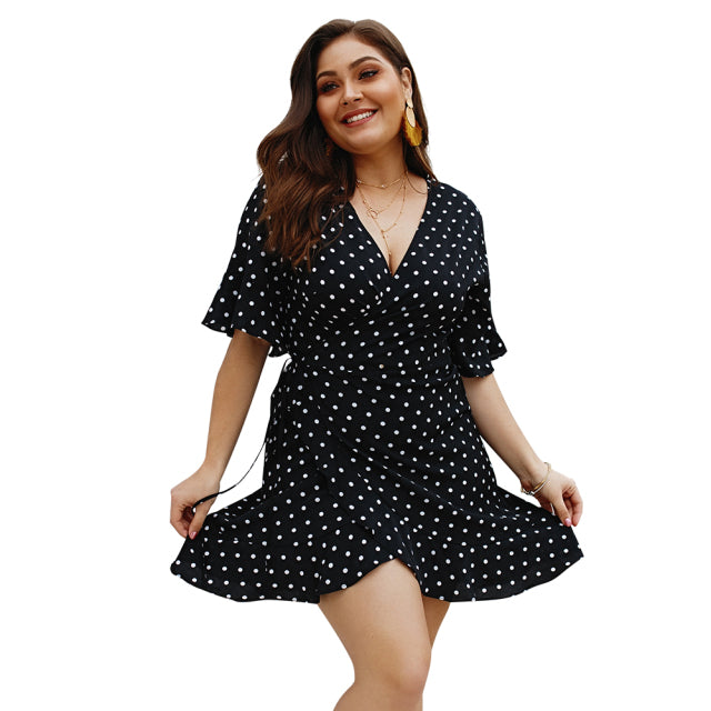 Plus Size Polka Dot Beach Holidays casual dress for Women