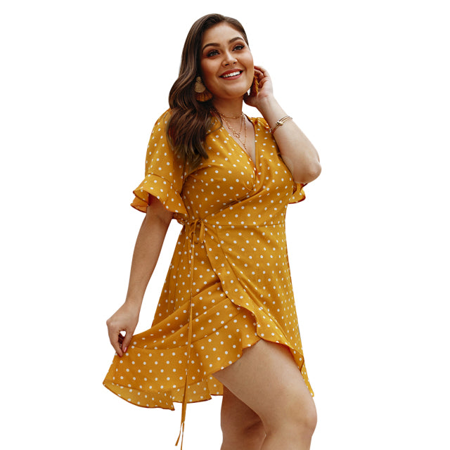 Plus Size Polka Dot Beach Holidays casual dress for Women