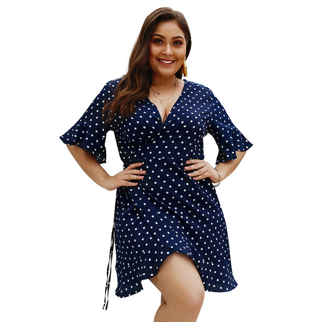 Plus Size Polka Dot Beach Holidays casual dress for Women