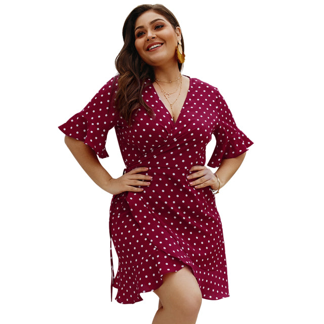 Plus Size Polka Dot Beach Holidays casual dress for Women