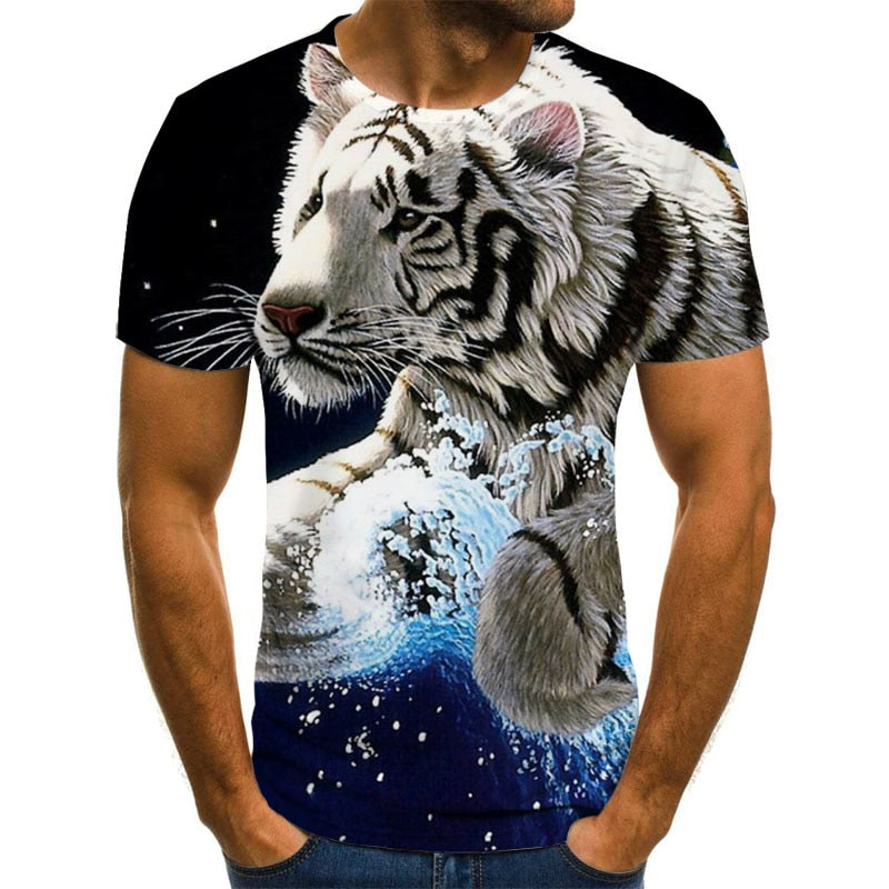 Summer 2020 new 3D printed T-shirt animal print men's T-shirt print casual T-shirt O-neck hip hop short sleeve size 110-6XL.