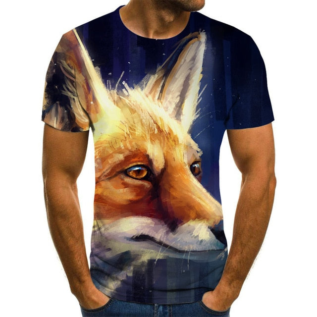 Summer 2020 new 3D printed T-shirt animal print men's T-shirt print casual T-shirt O-neck hip hop short sleeve size 110-6XL.