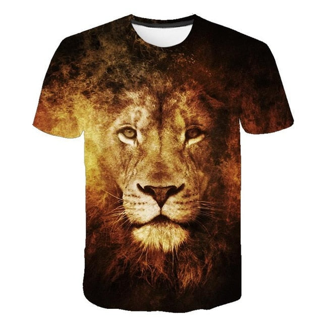 Summer 2020 new 3D printed T-shirt animal print men's T-shirt print casual T-shirt O-neck hip hop short sleeve size 110-6XL.