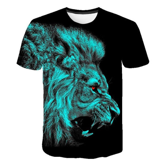 Summer 2020 new 3D printed T-shirt animal print men's T-shirt print casual T-shirt O-neck hip hop short sleeve size 110-6XL.