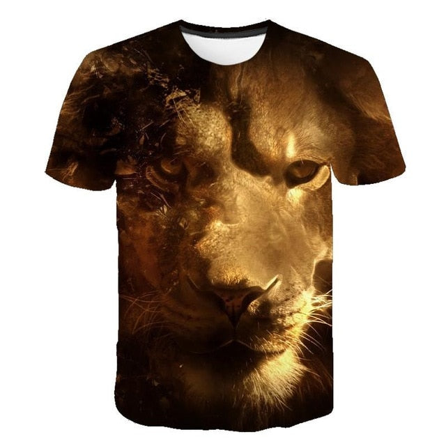 Summer 2020 new 3D printed T-shirt animal print men's T-shirt print casual T-shirt O-neck hip hop short sleeve size 110-6XL.