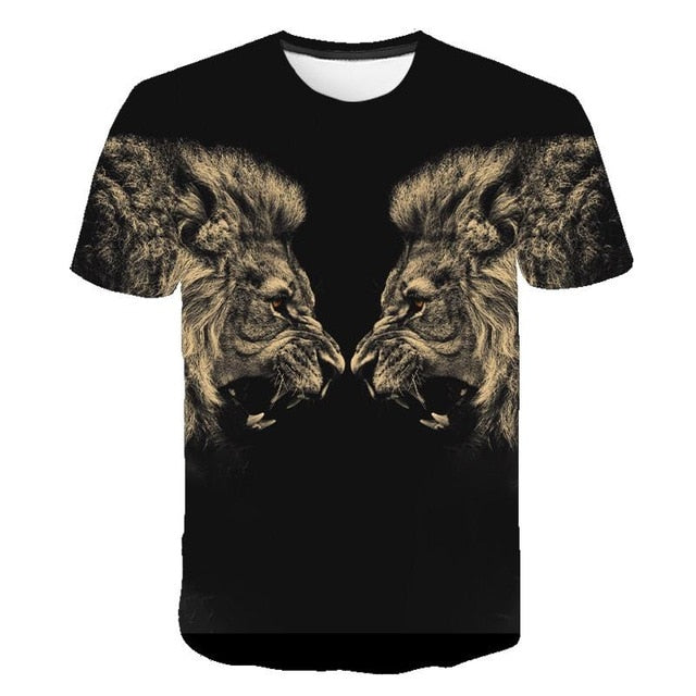 Summer 2020 new 3D printed T-shirt animal print men's T-shirt print casual T-shirt O-neck hip hop short sleeve size 110-6XL.