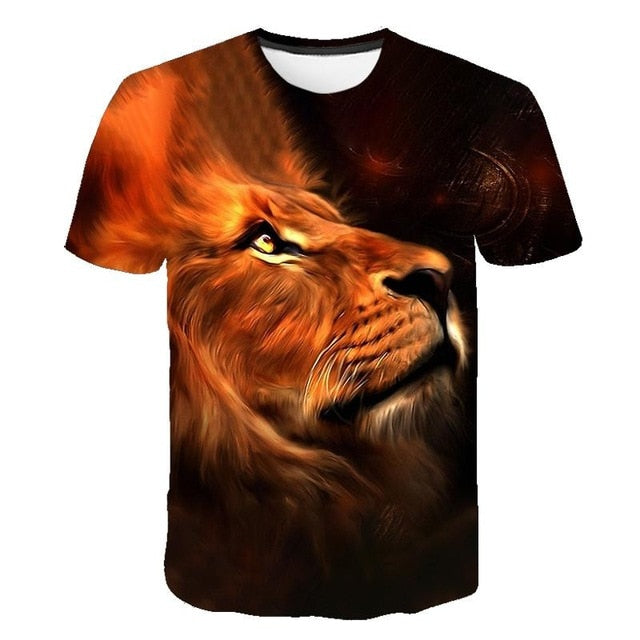 Summer 2020 new 3D printed T-shirt animal print men's T-shirt print casual T-shirt O-neck hip hop short sleeve size 110-6XL.