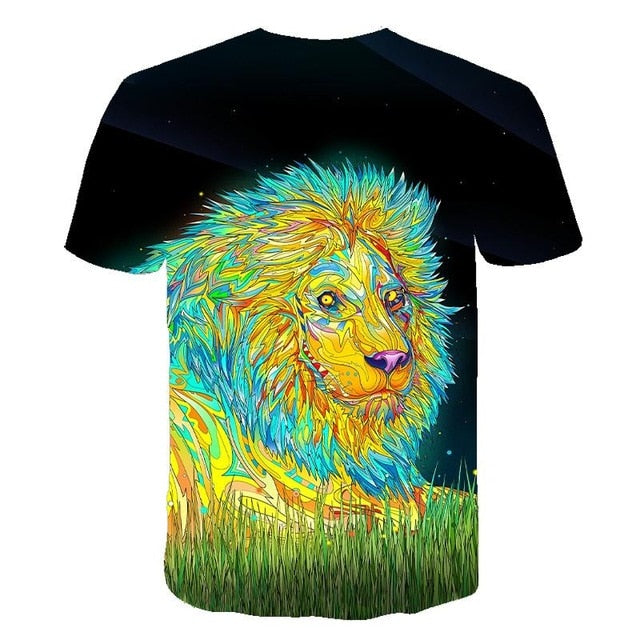 Summer 2020 new 3D printed T-shirt animal print men's T-shirt print casual T-shirt O-neck hip hop short sleeve size 110-6XL.