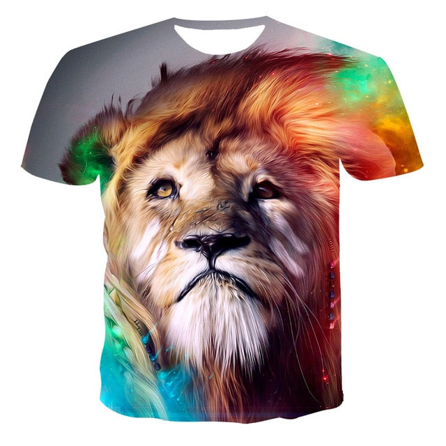 Summer 2020 new 3D printed T-shirt animal print men's T-shirt print casual T-shirt O-neck hip hop short sleeve size 110-6XL.