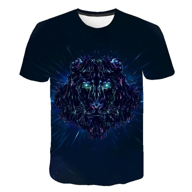 Summer 2020 new 3D printed T-shirt animal print men's T-shirt print casual T-shirt O-neck hip hop short sleeve size 110-6XL.