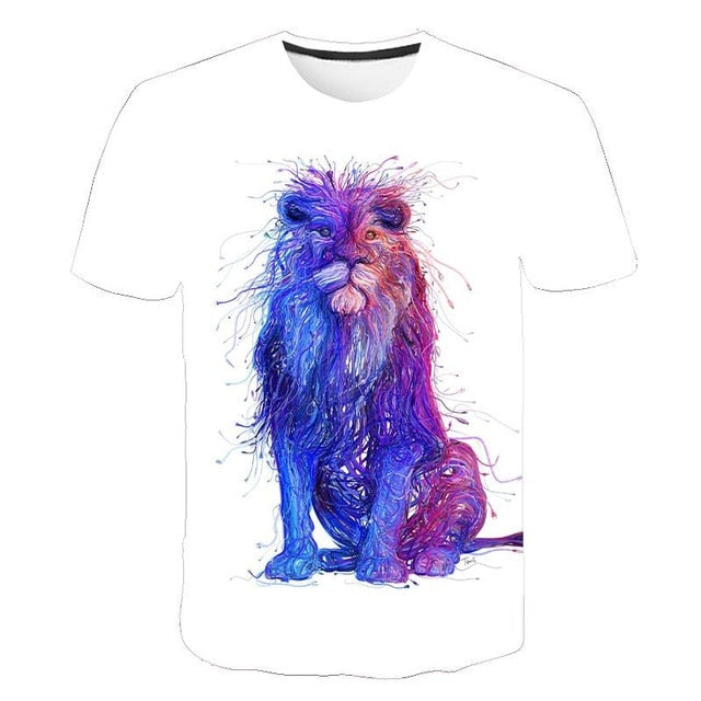 Summer 2020 new 3D printed T-shirt animal print men's T-shirt print casual T-shirt O-neck hip hop short sleeve size 110-6XL.