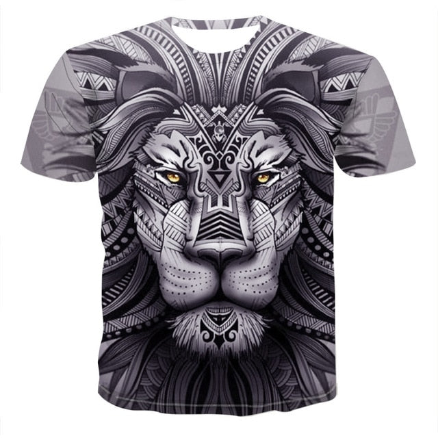 Summer 2020 new 3D printed T-shirt animal print men's T-shirt print casual T-shirt O-neck hip hop short sleeve size 110-6XL.