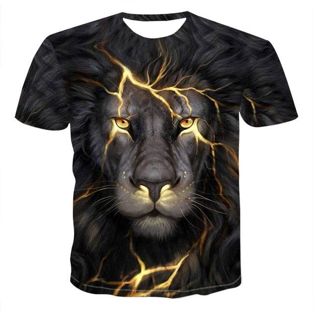 Summer 2020 new 3D printed T-shirt animal print men's T-shirt print casual T-shirt O-neck hip hop short sleeve size 110-6XL.