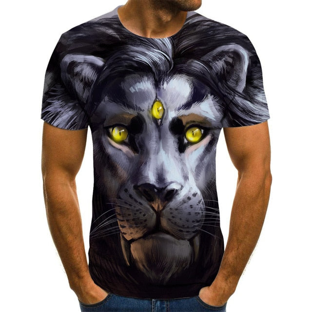 Summer 2020 new 3D printed T-shirt animal print men's T-shirt print casual T-shirt O-neck hip hop short sleeve size 110-6XL.