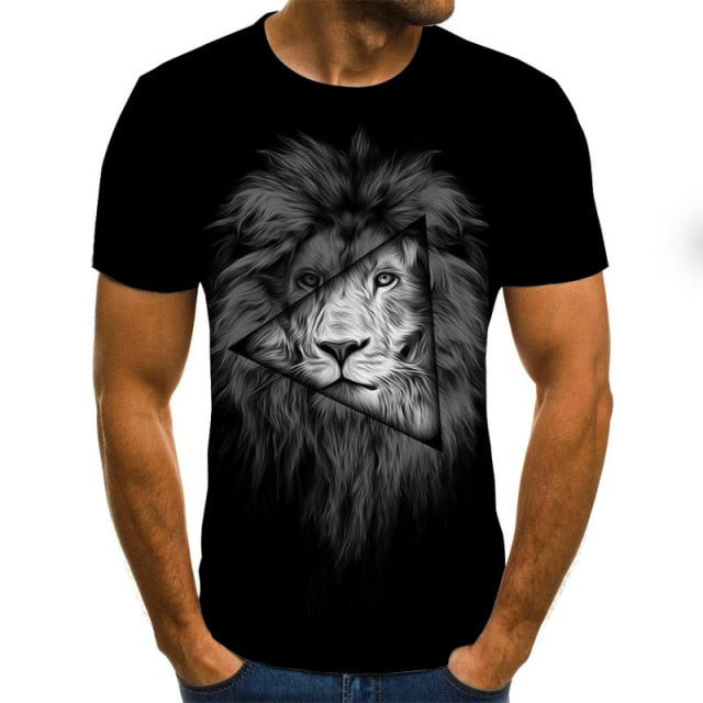 Summer 2020 new 3D printed T-shirt animal print men's T-shirt print casual T-shirt O-neck hip hop short sleeve size 110-6XL.