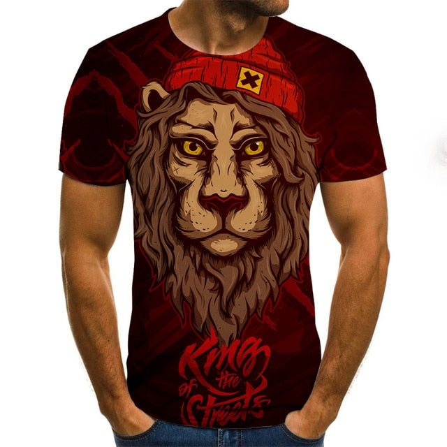 Summer 2020 new 3D printed T-shirt animal print men's T-shirt print casual T-shirt O-neck hip hop short sleeve size 110-6XL.