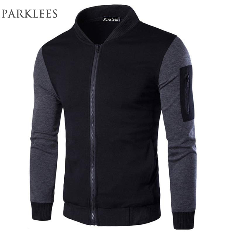 Bomber Jacket Fashion Patchwork Sleeve Baseball wear for Men