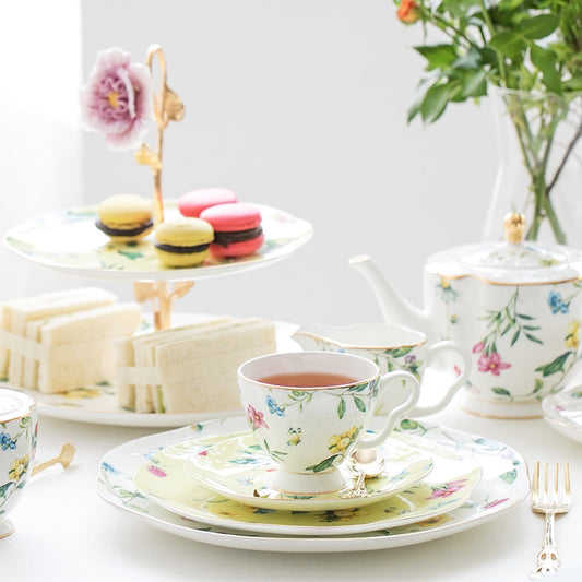 EECAMAIL British Afternoon Tea Bone China Coffee Cup Exquisite Luxury Set Ceramic tea Set Limited Dessert plate